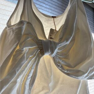 Free People Cream Knot-Front Tank Top